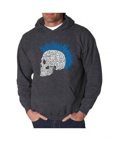 Men's Punk Mohawk Word Art Hooded Sweatshirt Gray $24.00 Sweatshirt