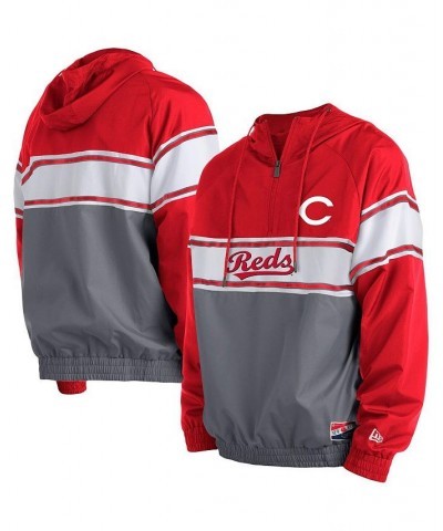 Men's Red Cincinnati Reds Ripstop Raglan Quarter-Zip Hoodie $57.60 Sweatshirt