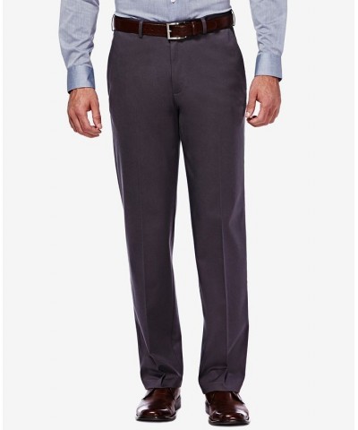 Men's Premium No Iron Khaki Classic Fit Flat Front Hidden Expandable Waist Pant Dark Grey $30.79 Pants