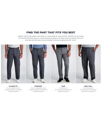 Men's Premium No Iron Khaki Classic Fit Flat Front Hidden Expandable Waist Pant Dark Grey $30.79 Pants