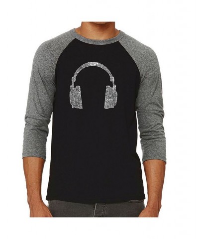 Headphones Men's Raglan Word Art T-shirt Gray $24.29 T-Shirts