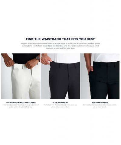 Men's Premium No Iron Khaki Classic Fit Flat Front Hidden Expandable Waist Pant Dark Grey $30.79 Pants