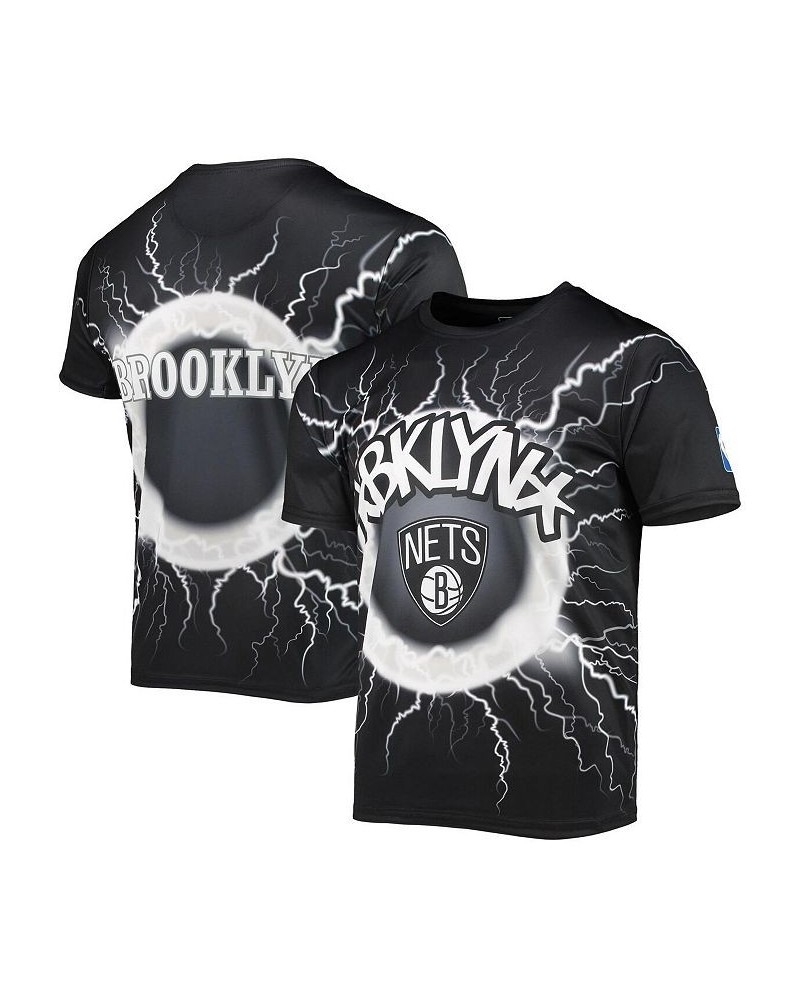 Men's Black Brooklyn Nets Tornado Bolt T-shirt $27.00 T-Shirts