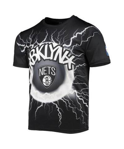 Men's Black Brooklyn Nets Tornado Bolt T-shirt $27.00 T-Shirts