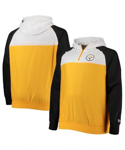 Men's Gold, Black Pittsburgh Steelers Big and Tall League Raglan Quarter-Zip Hoodie $35.20 Sweatshirt