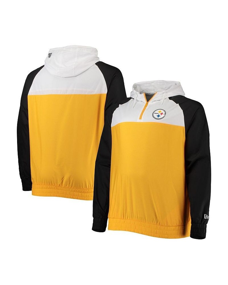 Men's Gold, Black Pittsburgh Steelers Big and Tall League Raglan Quarter-Zip Hoodie $35.20 Sweatshirt