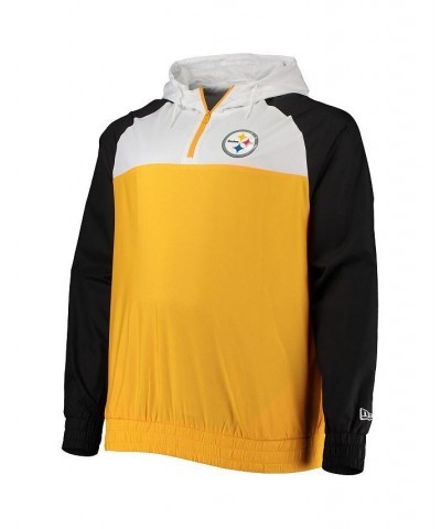 Men's Gold, Black Pittsburgh Steelers Big and Tall League Raglan Quarter-Zip Hoodie $35.20 Sweatshirt