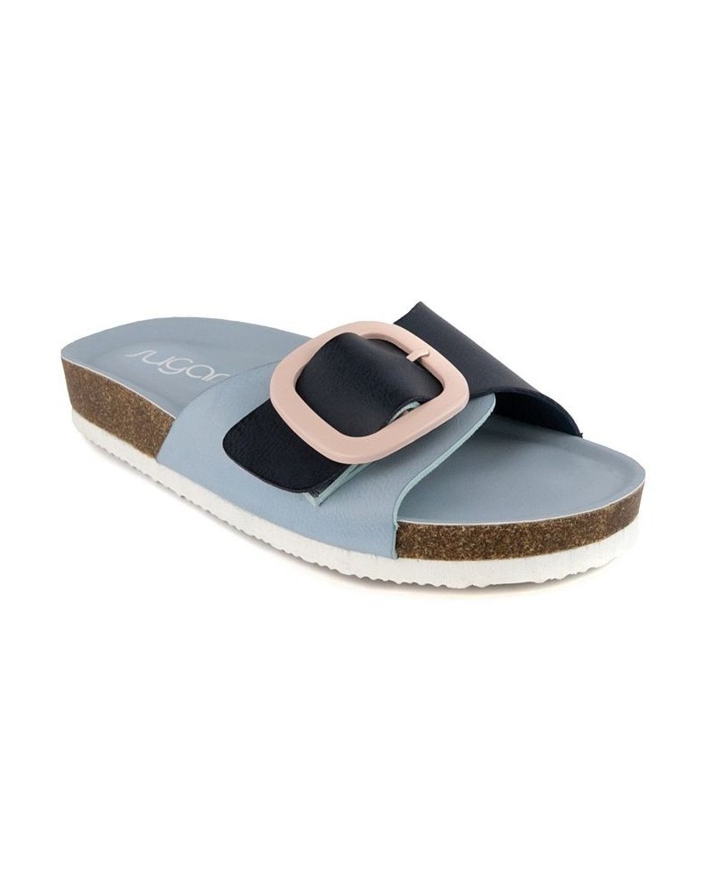 Women's Zerri Slip-on Slide Sandals Blue $27.00 Shoes