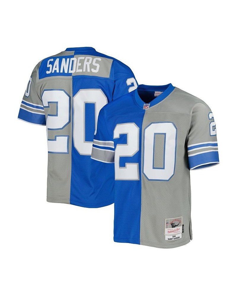 Men's Barry Sanders Silver, Blue Detroit Lions 1996 Split Legacy Replica Jersey $90.65 Jersey