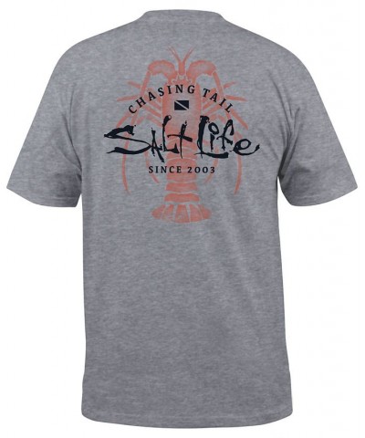 Men's Chasing Lobster Tail Graphic T-Shirt Gray $18.56 T-Shirts