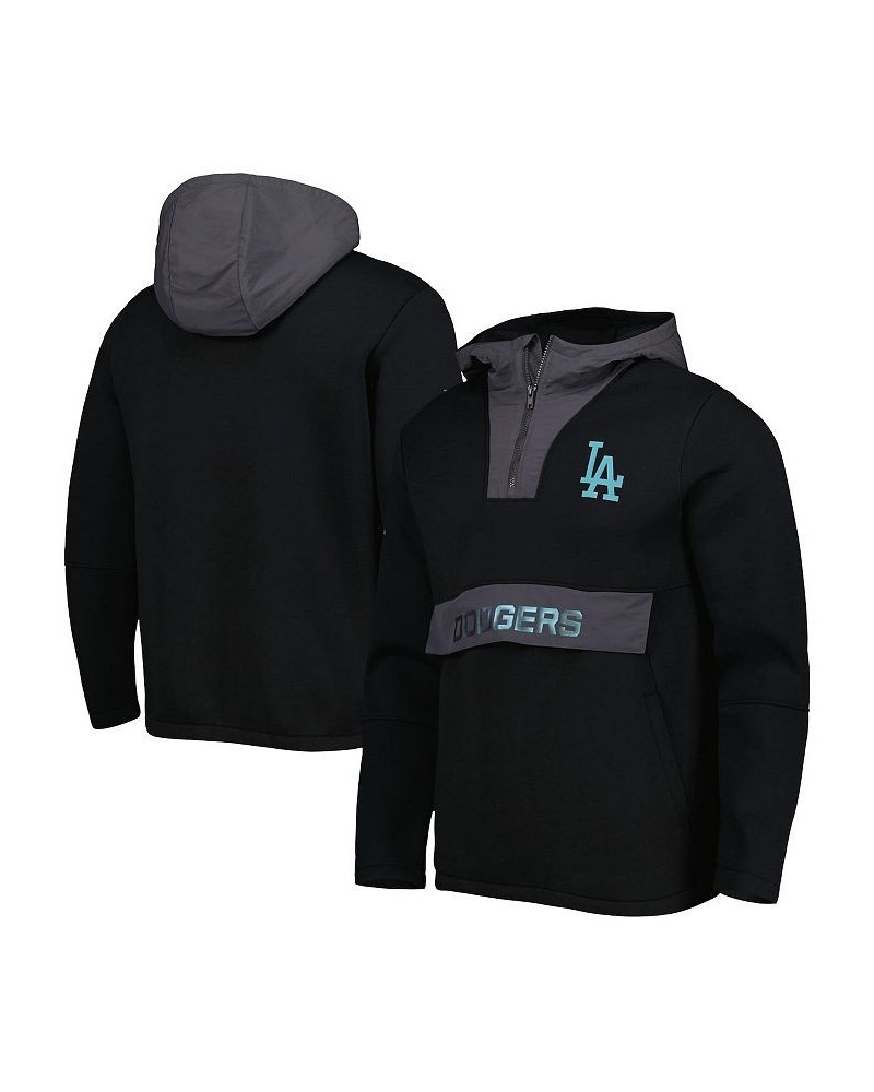 Men's Black Los Angeles Dodgers Ruckus Quarter-Zip Hoodie $54.60 Sweatshirt