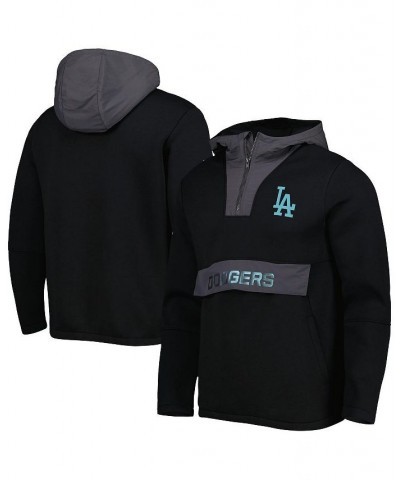 Men's Black Los Angeles Dodgers Ruckus Quarter-Zip Hoodie $54.60 Sweatshirt