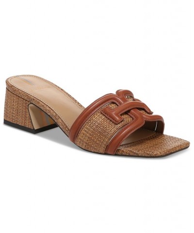 Waylon Block-Heel Slide Sandals Brown $67.20 Shoes