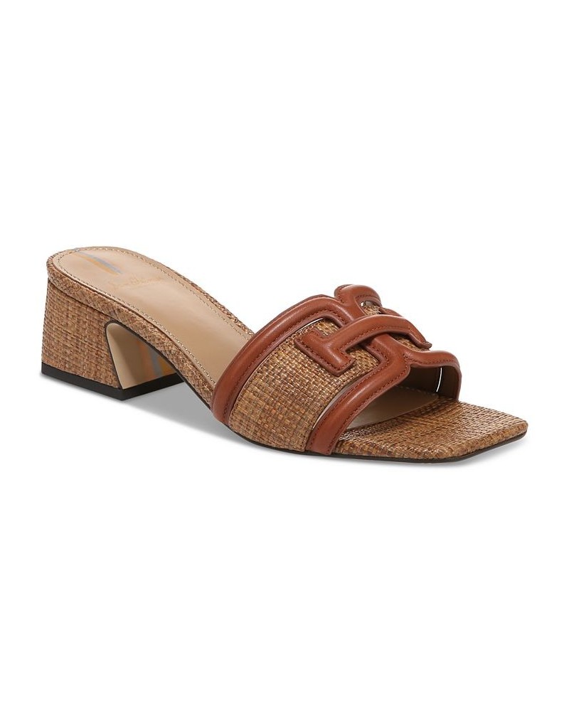 Waylon Block-Heel Slide Sandals Brown $67.20 Shoes