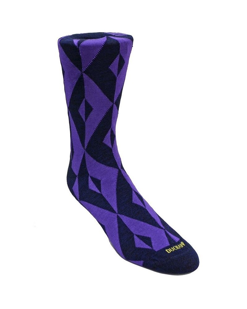 Men's Geometric Design Dress Sock Purple $15.90 Socks