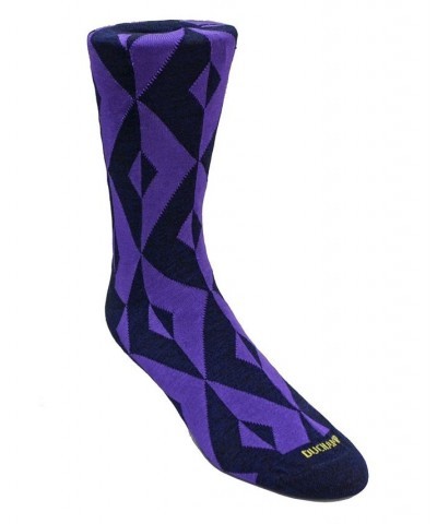 Men's Geometric Design Dress Sock Purple $15.90 Socks