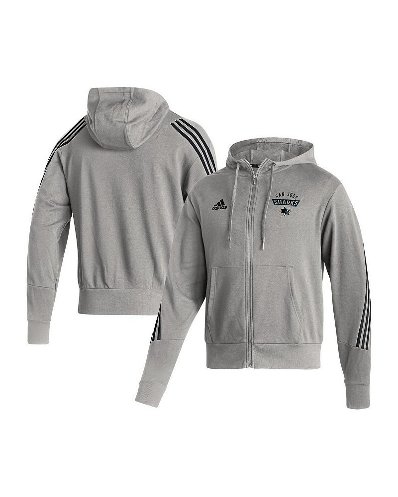 Men's Heathered Gray San Jose Sharks Fashion Full-Zip Hoodie $29.25 Sweatshirt