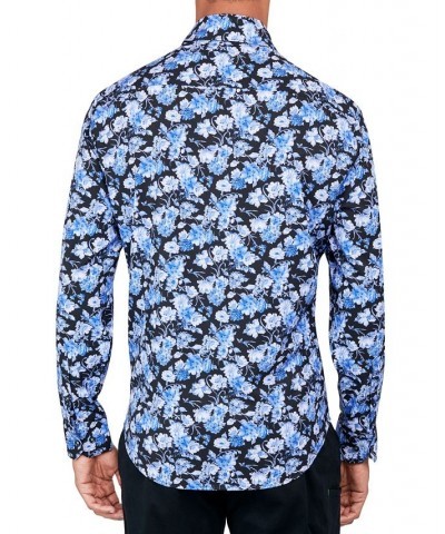 Men's Regular-Fit Non-Iron Performance Stretch Floral-Print Button-Down Shirt Blue $47.44 Shirts