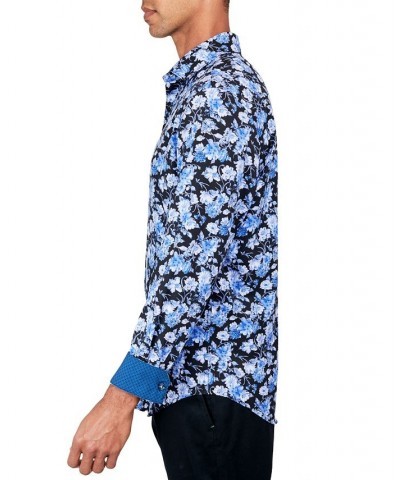 Men's Regular-Fit Non-Iron Performance Stretch Floral-Print Button-Down Shirt Blue $47.44 Shirts