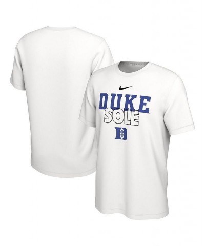 Men's White Duke Blue Devils On Court Bench T-shirt $18.55 T-Shirts