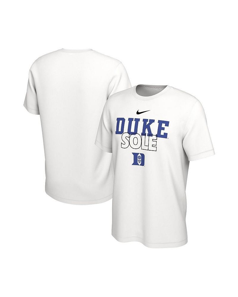 Men's White Duke Blue Devils On Court Bench T-shirt $18.55 T-Shirts