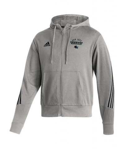 Men's Heathered Gray San Jose Sharks Fashion Full-Zip Hoodie $29.25 Sweatshirt