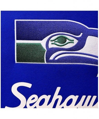 Men's Royal Seattle Seahawks Home Advantage Raglan Short Sleeve Pullover Hoodie $51.29 Sweatshirt