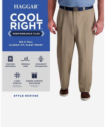 Big & Tall Cool Right Performance Flex Classic Fit Pleated Pant Black $23.10 Pants