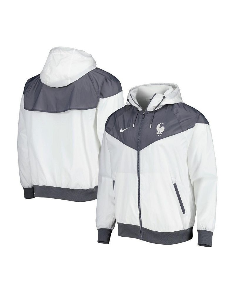 Men's White France National Team Windrunner Raglan Full-Zip Hoodie $44.85 Jackets