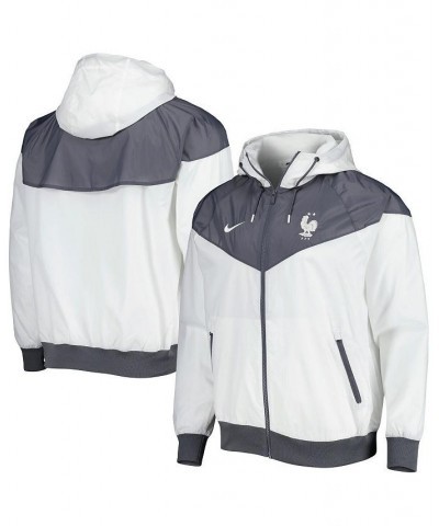 Men's White France National Team Windrunner Raglan Full-Zip Hoodie $44.85 Jackets