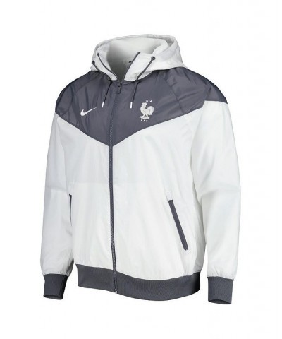 Men's White France National Team Windrunner Raglan Full-Zip Hoodie $44.85 Jackets