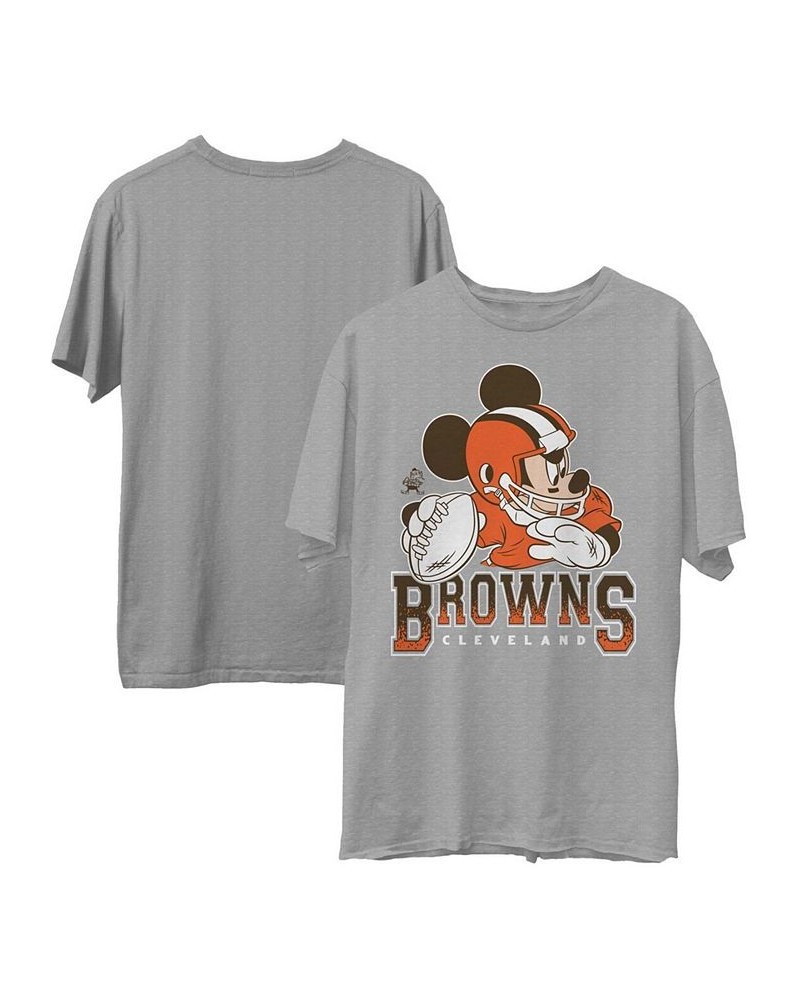 Men's Heathered Gray Cleveland Browns Disney Mickey QB T-shirt $26.99 T-Shirts