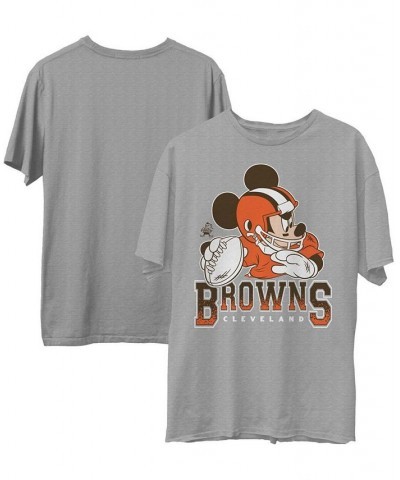 Men's Heathered Gray Cleveland Browns Disney Mickey QB T-shirt $26.99 T-Shirts