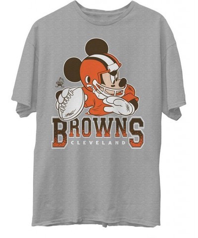 Men's Heathered Gray Cleveland Browns Disney Mickey QB T-shirt $26.99 T-Shirts