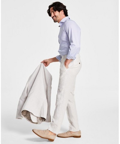 Men's Slim-Fit Linen Suit Pants Tan/Beige $31.35 Suits