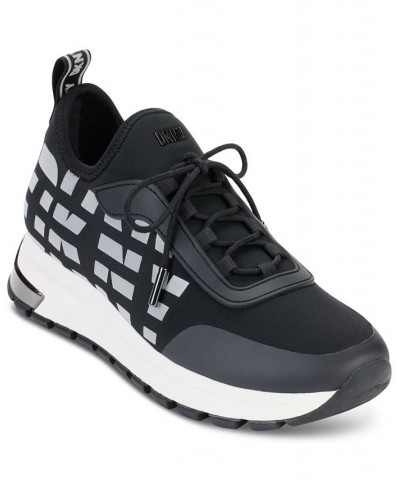 Women's Meanna Lace-Up Logo Running Sneakers Black $66.72 Shoes