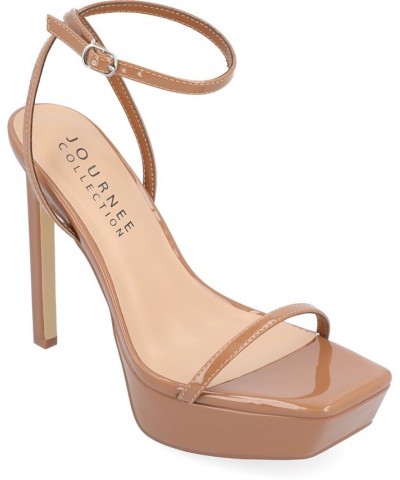 Women's Telilah Platform Stilettos Tan/Beige $45.10 Shoes