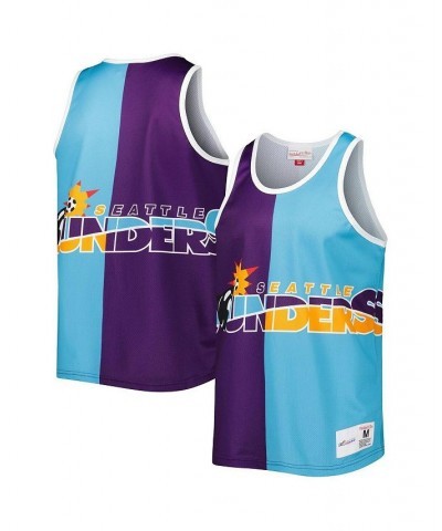 Men's Purple, Blue Seattle Sounders FC Sublimated Split Logo Tank Top $50.34 T-Shirts