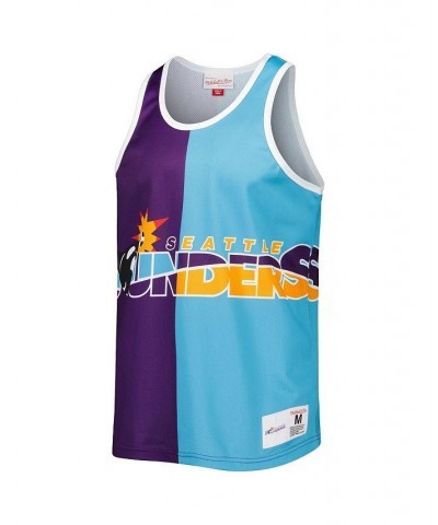 Men's Purple, Blue Seattle Sounders FC Sublimated Split Logo Tank Top $50.34 T-Shirts