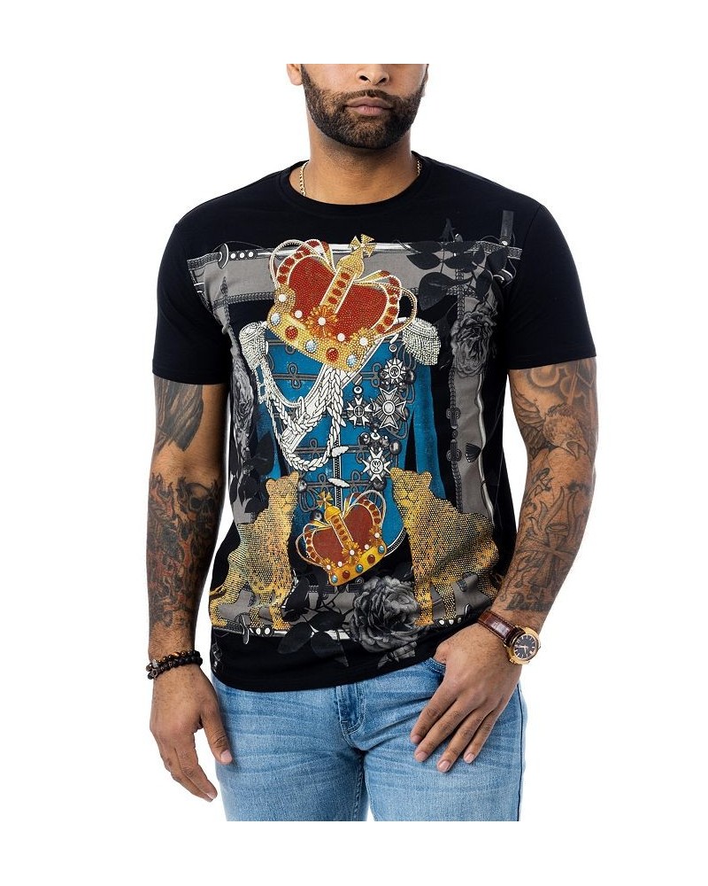 Men's Royal Cheetah Rhinestone T-shirt Black $24.75 T-Shirts