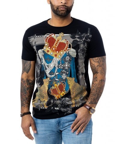 Men's Royal Cheetah Rhinestone T-shirt Black $24.75 T-Shirts