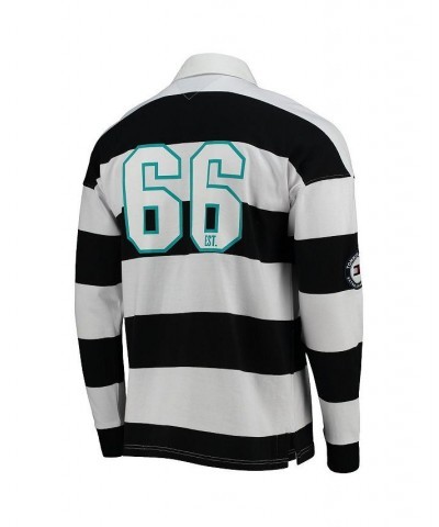 Men's Black, White Miami Dolphins Varsity Stripe Rugby Long Sleeve Polo Shirt $42.80 Polo Shirts