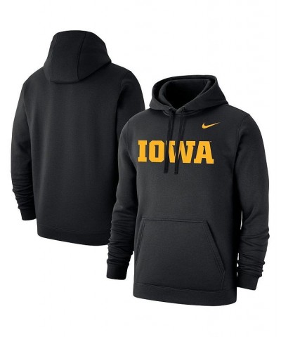 Men's Black Iowa Hawkeyes Wordmark Logo Club Pullover Hoodie $39.95 Sweatshirt