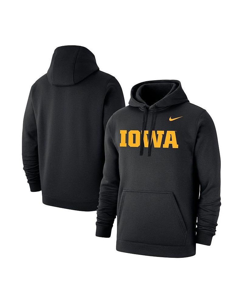 Men's Black Iowa Hawkeyes Wordmark Logo Club Pullover Hoodie $39.95 Sweatshirt