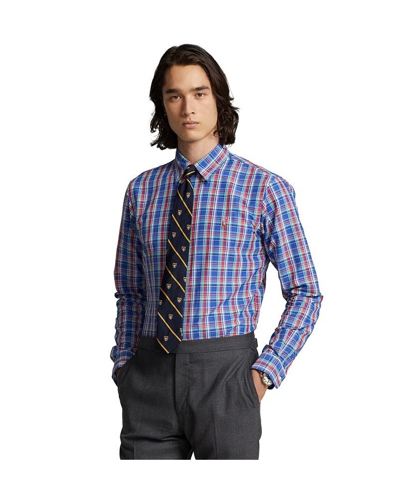 Men's Classic-Fit Plaid Performance Shirt Royal/Deep Pink Multi $74.00 Shirts