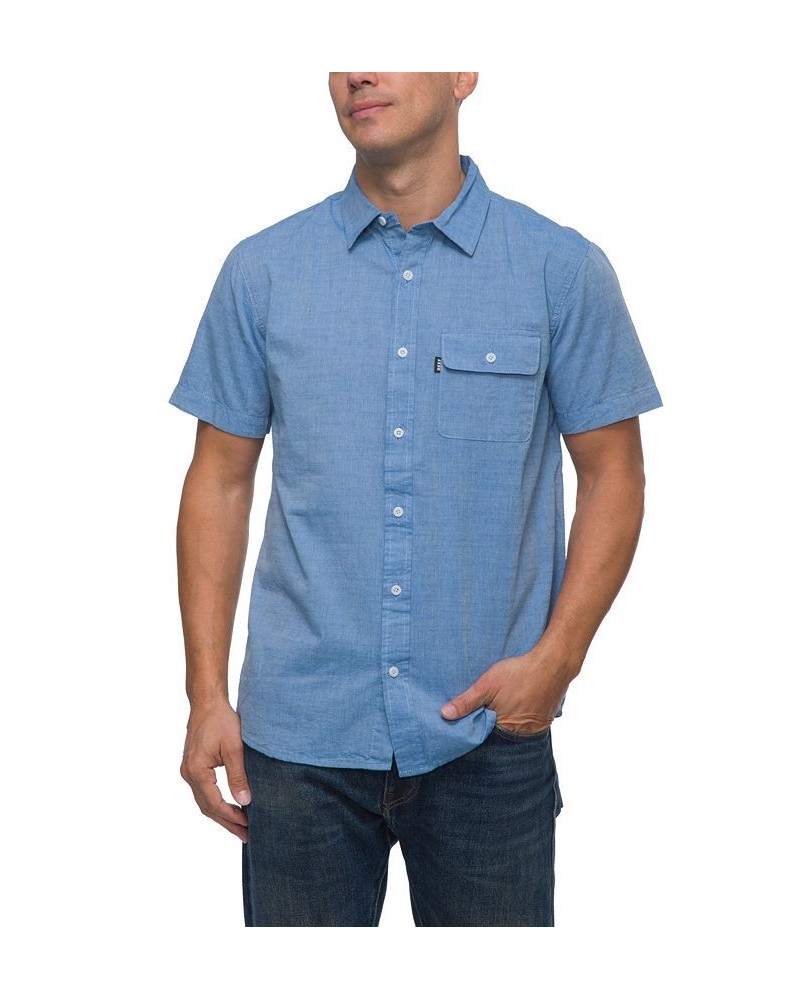 Men's Winfred Short Sleeve Poplin Shirt Blue $16.68 Shirts