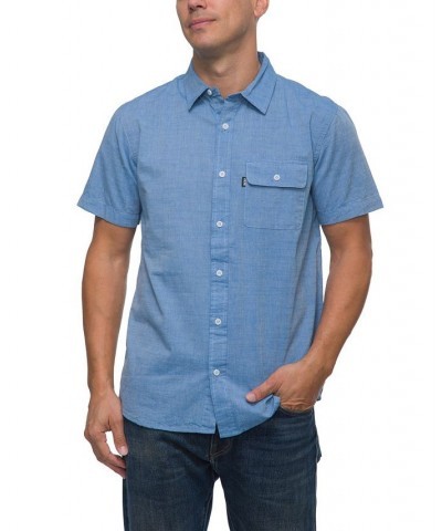 Men's Winfred Short Sleeve Poplin Shirt Blue $16.68 Shirts