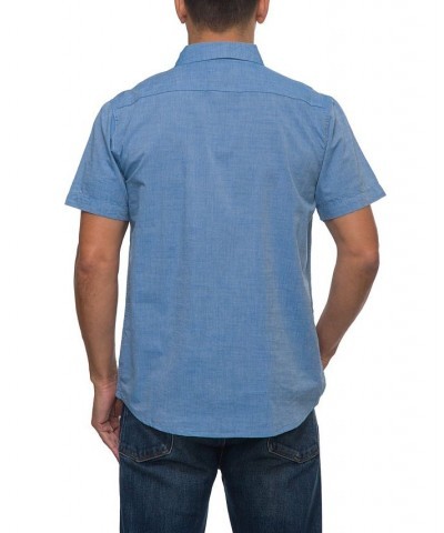 Men's Winfred Short Sleeve Poplin Shirt Blue $16.68 Shirts