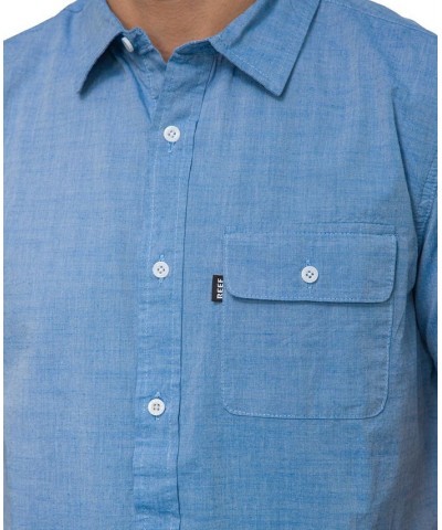 Men's Winfred Short Sleeve Poplin Shirt Blue $16.68 Shirts