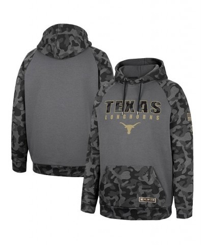 Men's Charcoal Texas Longhorns OHT Military-Inspired Appreciation Camo Stack Raglan Pullover Hoodie $32.50 Sweatshirt